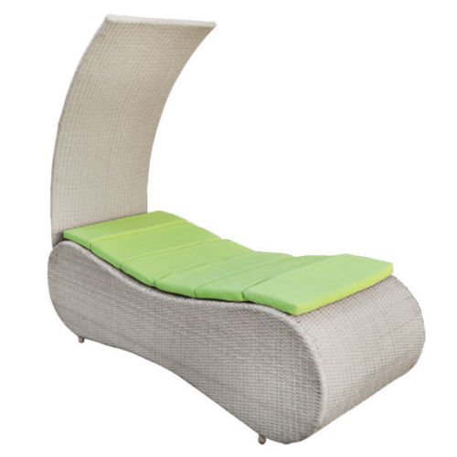 Tanning Lounge Bed SUNBED Gray Wicker Chair Rattan Shade Outdoor Patio Pool