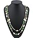 Bocar 2 Layer Long Link Chain Necklace Crystal Beaded for Women Party Long Necklace Gift