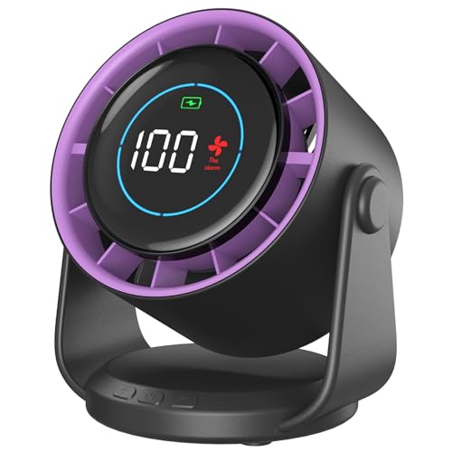Quiet, Powerful and Adjustable Table Fan | LED Display, 11 Speed, 5400 mAh | Wall Fan Variable Tilt 105° for Room, Living Room, Kitchen, Desk, Camping