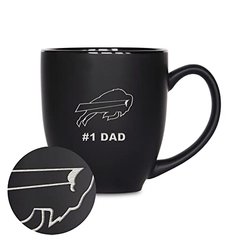 Rico Industries NFL Football Buffalo Bills #1 Dad 15oz Laser Engraved Matte Bla…