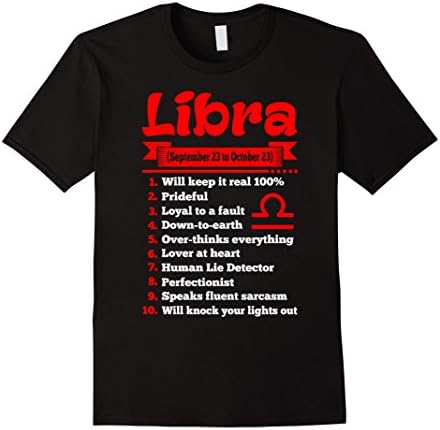 Mens Top Ten Signs To Spot True Libra Zodiac Tshirt 2XL Black