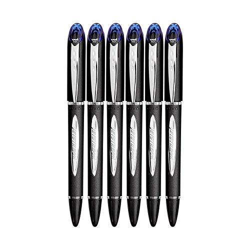 uni-ball Jetstream Roller Ball Stick Pen, Bold Point, 1.0mm, Blue Ink, 6 Count