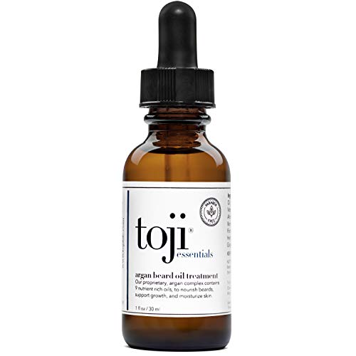 Toji Essentials: Beard Growth Oil Treatment w/Special 9 Ingredient Natural Blend of Argan, Jojoba, Grapeseed, Apricot Kernel, Avocado, Hempseed (1 Oz.)