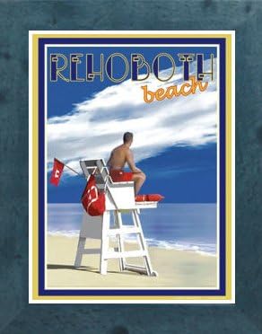 Amazon Com Rehoboth Beach Lifeguard Framed Art Deco Style