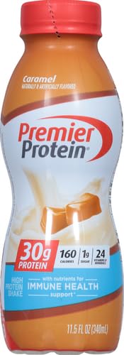 PREMIER PROTEIN SHAKE, CARAMEL, 30G PROTEIN, NO ADDED SUGAR, 24 VITAMINS & MINERALS TO SUPPORT IMMUNE HEALTH, 11.5 FL OZ, 1 PACK
