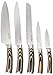La Cote 5 Piece Chef Knives Set Japanese Stainless Steel Wood Handle with Block (Pakka Wood Zerba with Block)