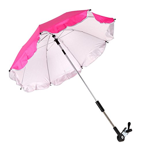 Chinatera Baby Pram Pushchair Buggy Shade Stroller Parasol Sunshade Stroller Umbrella with Universal Clamp (Rose Red)