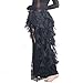Wuchieal Women's Belly Dance Hip Scarf Belt Skirt Latin Dance Belt Performance Tassel Wave Skirt Black