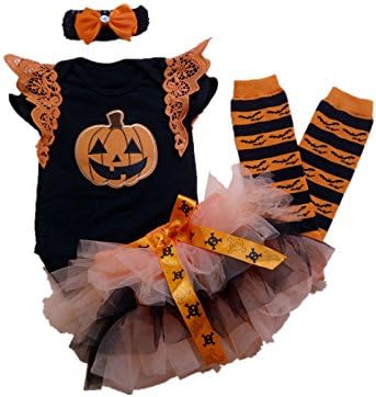 AISHIONY Baby Girls' 1st Halloween Costume Tutu Wing Outfit Newborn Dress 4PC M