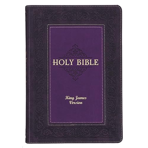 KJV Study Bible, Large Print King James Version Holy Bible, Thumb Tabs, Ribbons, Faux Leather Purple Two-tone Debossed (KJV Study Editions LP)