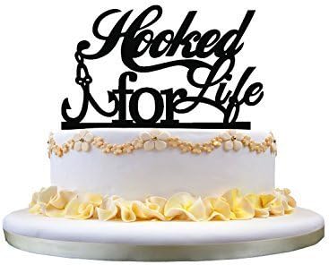 Beautiful Weeding Gift,Hooked For life cake topper