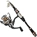 PLUSINNO Fishing Rod and Reel Combos - Carbon Fiber Telescopic Fishing Pole - Spinning Reel 12 +1 Shielded Bearings Stainless Steel BB，Travel Saltwater Freshwater Full Kit 7.87FT