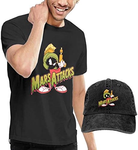 Ayaateg Marvin The Martian Planet Men Comfortable Tshirt and Caps Combination Black