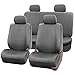 FH Group PU002114 Premium PU Leather Seat Covers (Gray) Full Set – Universal Fit for Cars Trucks and SUVs