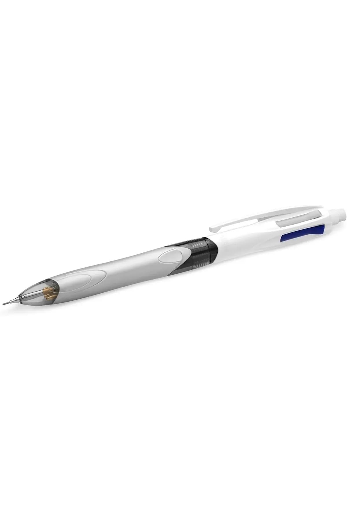 BIC 4 Colours Ballpoint Pen 4 Colours 3 + 1HB, with Pencil, Pack of 1, Ideal for the Office, Home Office or School