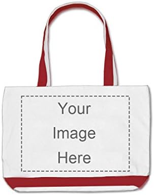 Custom Personalized White/Red Classic Tote Bag Design Your Own Photo Or Message Print Cotton Beach or Shopping Tote Bag -Free Logo Setup (2 Sides)