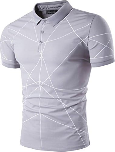 jeansian Men's Outdoor Casual Short Sleeves Polo T-Shirt Tee D801 Gray M
