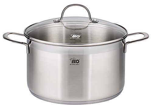 ELO Top Collection 18/10 Stainless Steel Kitchen Induction Cookware Pots and Pans Set with Shock Resistant Glass Lids and Integrated Measuring Scale, 9-Piece (Renewed)