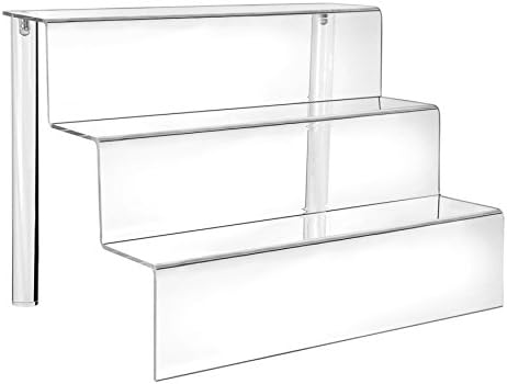 HESIN Acrylic Risers 9-inch W by 6.25-inch D Three-Tier Acrylic Step Display for Decoration and Organizer (1 Pack)