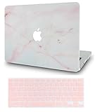 LuvCase 2 in 1 Laptop Case with Keyboard Cover for MacBook Pro 13" (2020/19/18/17/16 Release) with/Without Touch Bar A2159/A1989/A1706/A1708 Rubberized Plastic Hard Shell Cover(Pink Marble)