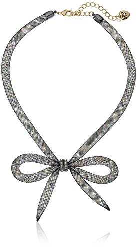 Betsey Johnson "Memoirs of Betsey" Mesh Bow Necklace, 16" + 3" Extender