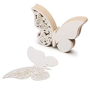fitTek 50Pcs Tarjeta de Copa Mariposa Blanco para Magdalena Cupcake Boda Party