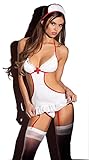 DGAGA Sexy Lingerie Naugty Nurse Custome White Hollow Uniform Hat Set