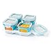 OXO Tot Glass Baby Blocks Food Storage Containers with Silicone Sleeves, Aqua, 4 oz