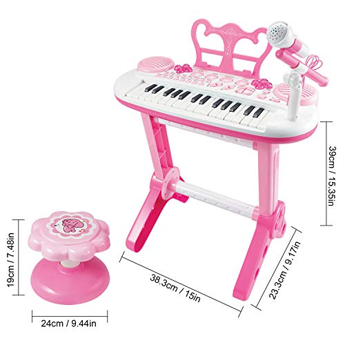 TWFRIC Toy Piano Keyboard for Kids with Microphone, 31-Key Electronic Musical Instrument Piano Toy Keyboard with Music Stand and Stool for Kids Birthday Christmas Day Gifts - Thumbnail 6