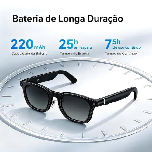 YARUIKE Óculos Inteligentes X01, equipado com câmera de 8MP, tradução em tempo real, Bluetooth 5.3, gravação em 1200P, estabilização de 6 eixos, reprodução de música e função de chamadas (Branco)