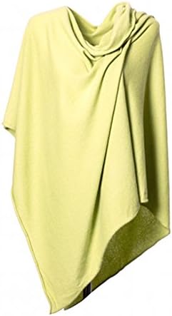 Anna Kristine Pure Cashmere Asymmetrical Draped Poncho - Chartreuse