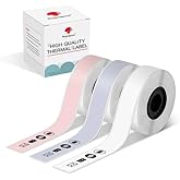 Phomemo D30 Continuous Labels, D35 Q30 Q31 Q32 Q30S Long Label Tape, Black on Lavender, White, Pink Sticker Thermal Paper Self-Adhesive D30 Label Tape, 15 x 6m (19/32 x 2367/32), 3-Roll