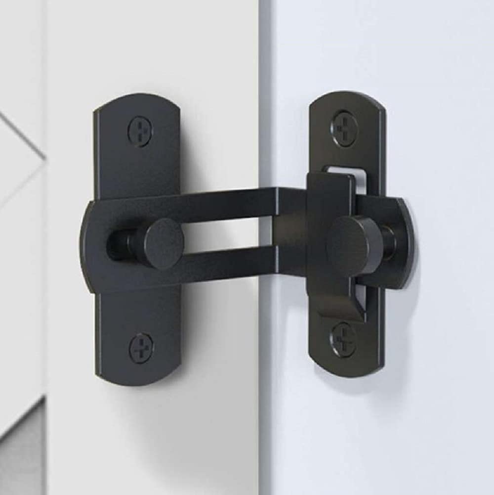 Right Angle 90 Degree Door Lock Buckle Door and Window Lock Sliding Door Lock Home Door Lock (Black)