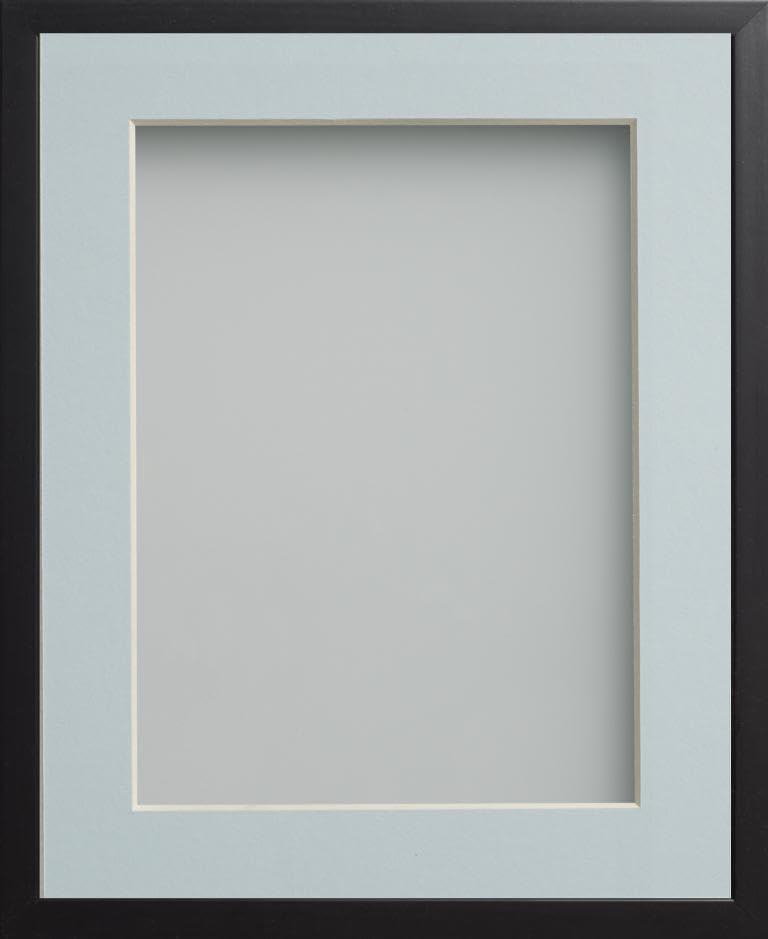 Frame Company Drayton Range Black Frame with Light Blue Mount, A4 for 10x6 *Choice of Sizes* Fitted with Real Glass