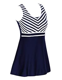 DANIFY traje de baño de una pieza a rayas para dama, traje de baño de talla grande