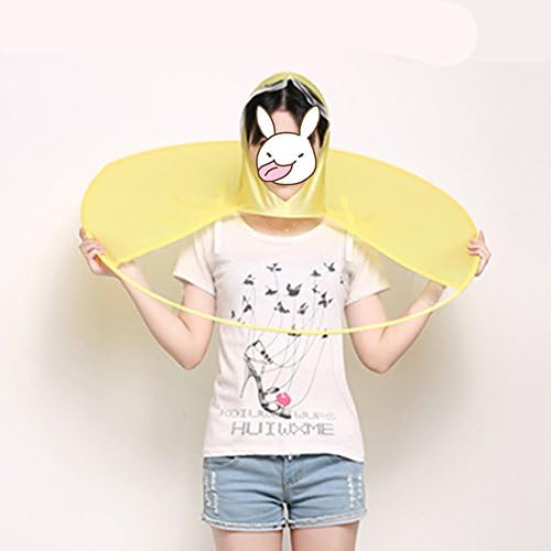 Goldhik Creative Portable Foldable Headwear Raincoats Hands Free Umbrella Hat Cap for Kids Adults Fishing Hiking Golf Outdoor (M, yellow)