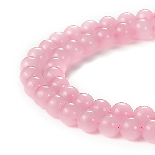 BEADNOVA 6mm Natural Rose Quartz Gemstone Round Loose Beads for Jewelry Making (63-65pcs)