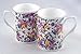 Sweet Pea Chintz - Pair Fine English Bone China Mugs - England - Set of Two