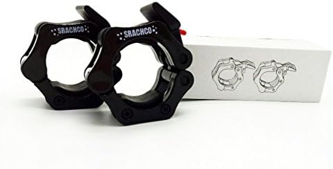 Srachco - Premium Barbell Collars - Reinforced Plastic, ABS - 2'' Olympic Barbell Quick Release Locking - Crossfit, Strength Exercise - Prevent Injuries, Keep Balance - Professional Training (Black)