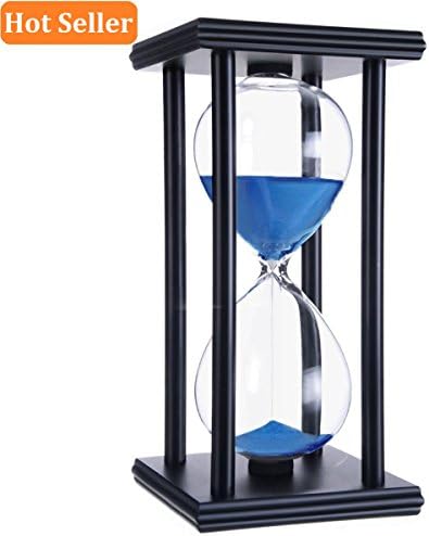 Hourglass timer 60 minutes Sand Timer Clock hourglass timer Blue Sand Wooden Black Stand Hourglass for kids Office kitchen Decor Home Study Bedroom Living Room Christmas Gift Wedding xinbao666