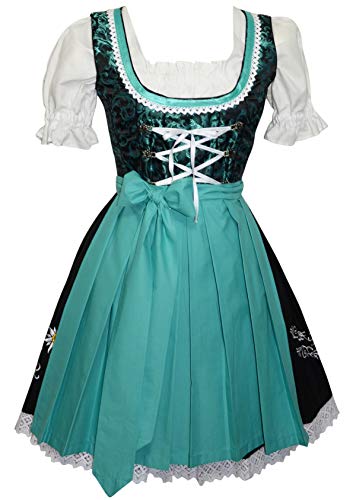 Edelweiss Creek 3-Piece Short German Oktoberfest Dirndl Dress Black & Green (16) - Thumbnail 3