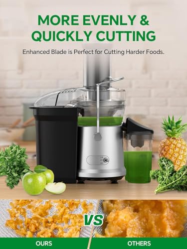 Juicer Machines, Centrifugal Juicers Extractor Max Power 1200W with 75mm Feed Chute for Whole Fruit and Vegetable, 2 Speeds Comtrol, High Juice Yield, 650ml Large Juice Jug, Cleaning Brush Included