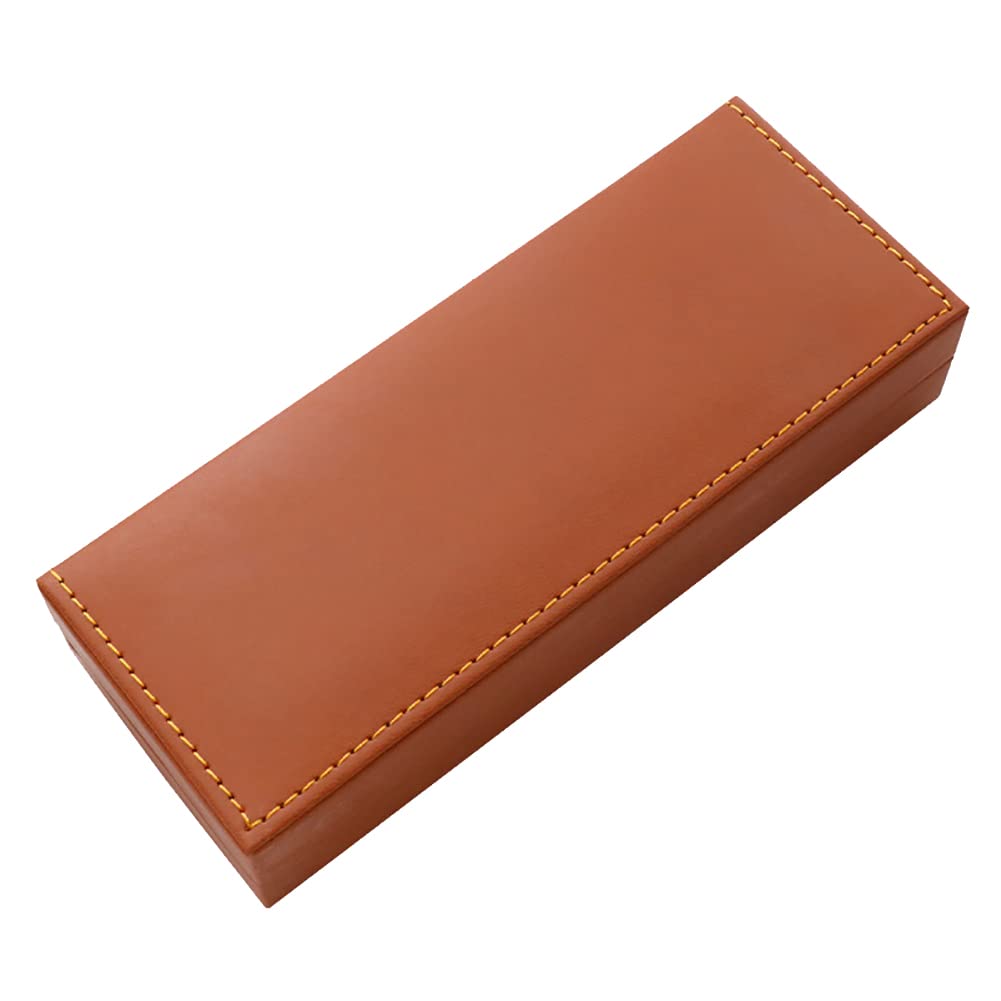 FSSTUD PU Leather Pen Gift Box Empty Pencil Storage Case Single Collection Box Display Container Business Office School Supplies for Men Women Brown