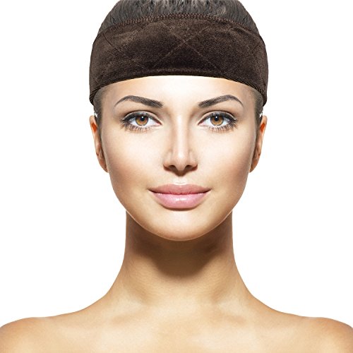 eBoot 2 Pack Velvet Wig Grip Band Comfort Head Hair Band Adjustable Fastern, Brown and Black