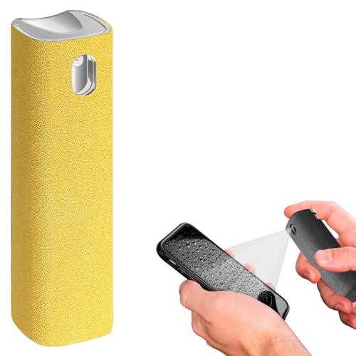 IO CLEAN Mini Screen Cleaner Spray – Finger Proof Screen Cleaner for Smartphones, iPads, MacBooks, Laptops, Car Screens, Touchscreens – 3in1 Mist Cleaner, Microfiber Cloth and Protective Cover -Yellow