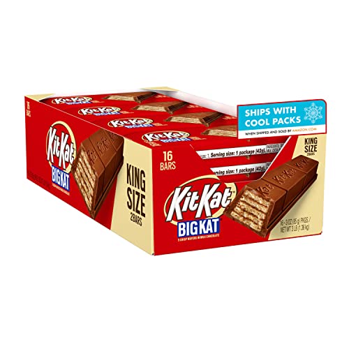 KIT KAT BIG KAT Milk Chocolate, Bulk, Individually Wrapped King Size Wafer Candy Bars, 3 oz (16