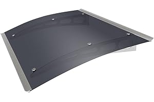 ADVANING DA5935-PSS2A PA Series, Premium Quality Gray Polycarbonate Door/Window Awning Ideal for Rain, Snow and UV Protection, 59"W x 35"D, Tinted/Silver Brackets