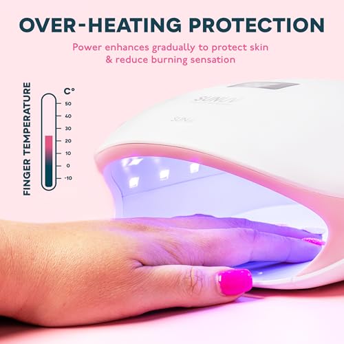 SUNUV SUN4 UV LED Nail Dryer Lamp for Shellac Manicure Gel with 4 Timer, LCD Display, Sensor and Dual Speed Drying (Pink)