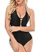 Kyson Sexy One Piece Swimsuit for Women,Deep V Lace-up Bikini Backless Bathing Suit Swimwear (M)