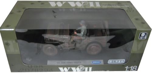1/4 Ton US Willys Army Jeep Dirty Version with Figure 1/18 by Welly 18036a by Willys Jeep